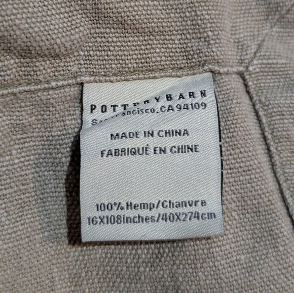 Pottery Barn Hemp Table Runner 16x108 Neutral Green Taupe Preppy Classic - Picture 3 of 5